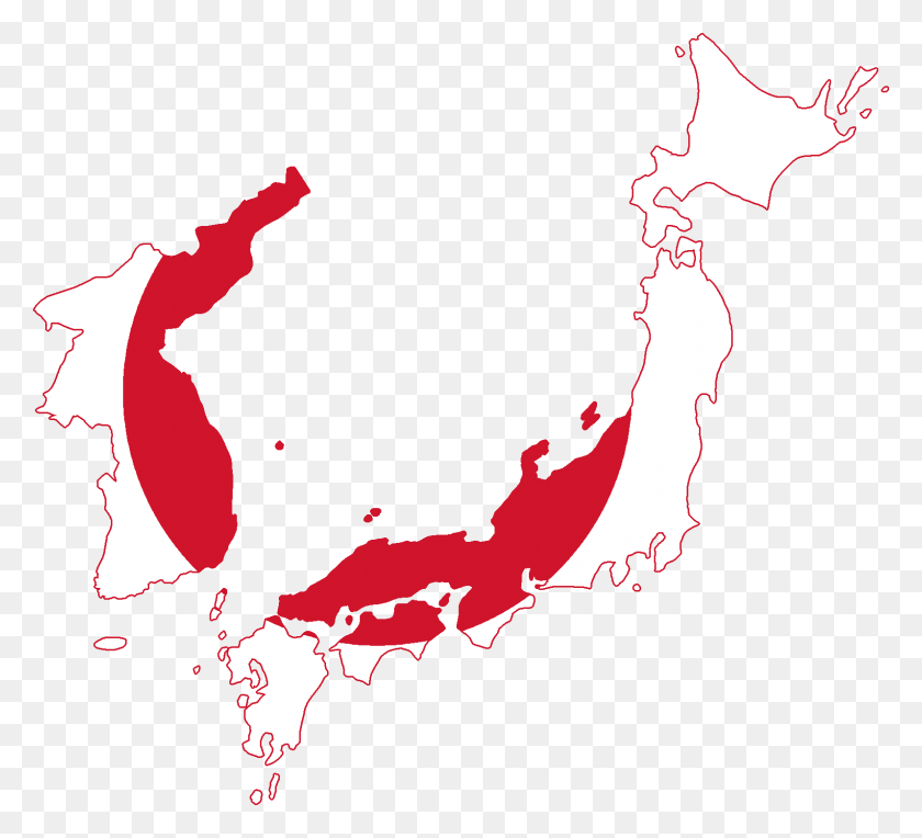 1595x1440 Flag Map Of Japan And Korea - Japan Flag PNG
