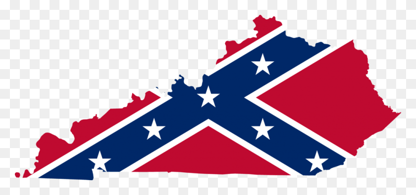 1024x441 Flag Map Of Kentucky - Confederate Flag PNG