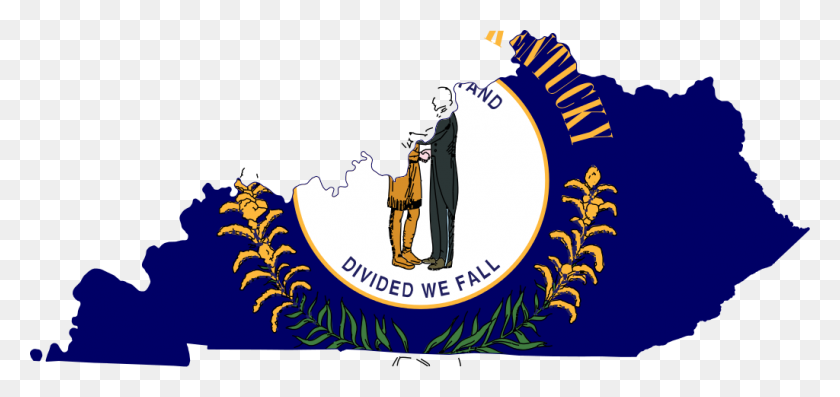 1024x443 Mapa De La Bandera De Kentucky - Kentucky Clipart