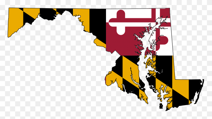 1000x526 Flag Map Of Maryland - Maryland Flag Clipart