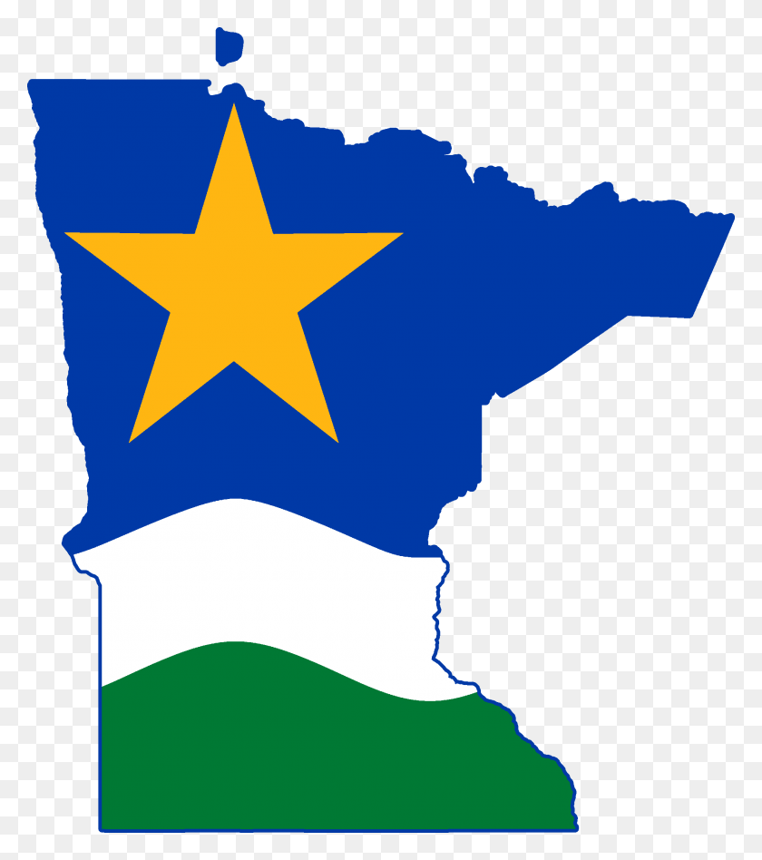 2020x2300 Flag Map Of Minnesota - North Star Clip Art