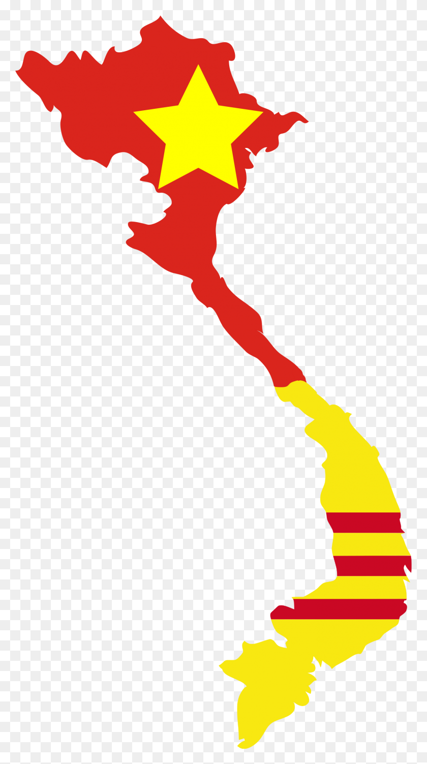 1347x2493 Flag Map Of North South Vietnam - Communist Flag PNG