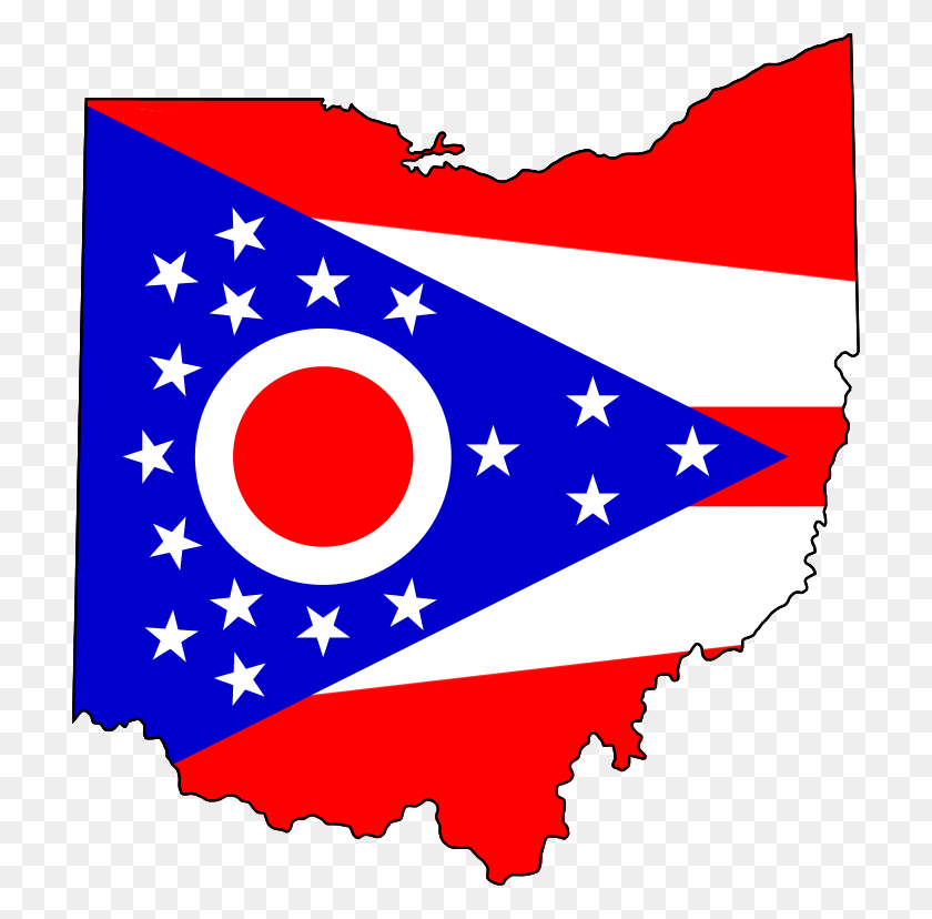 710x768 Flag Map Of Ohio - Ohio Clipart