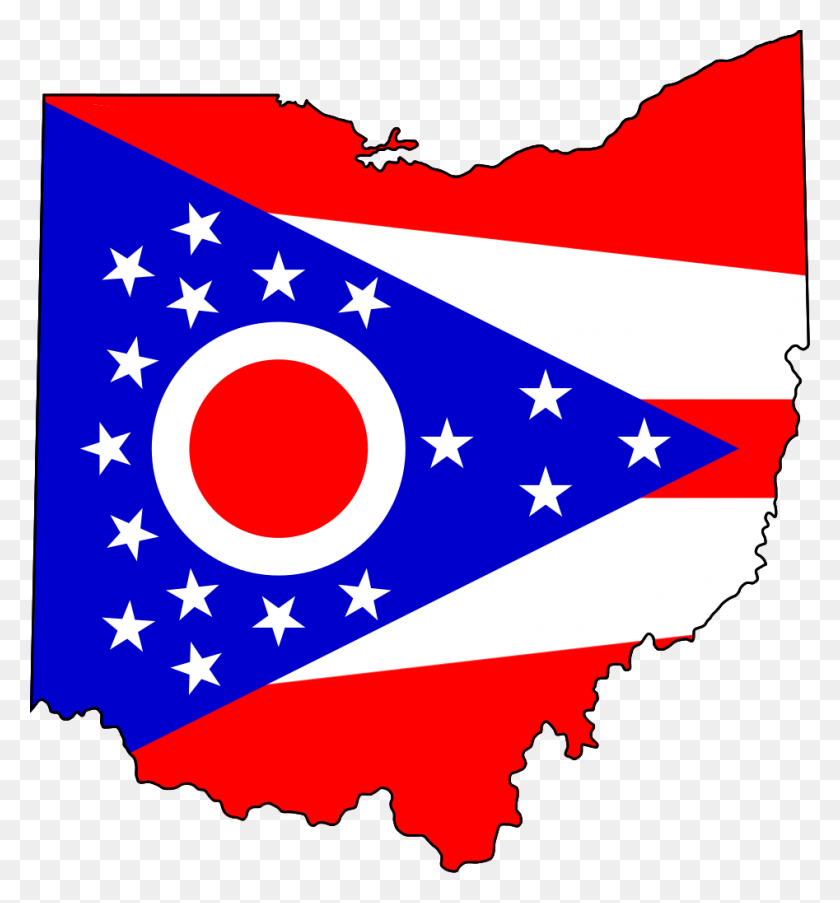 947x1024 Flag Map Of Ohio - Ohio PNG