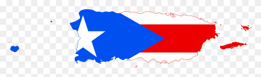 2000x488 Flag Map Of Puerto Rico - Puerto Rican Flag PNG