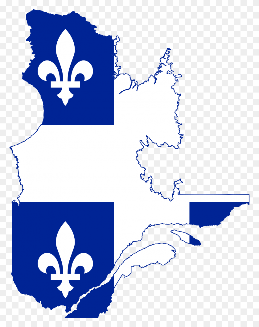 2000x2566 Flag Map Of Quebec - Canada Map Clipart