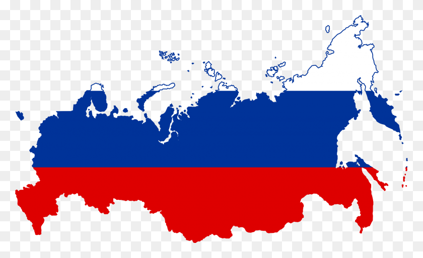 2000x1163 Flag Map Of Russia - Russian Flag PNG