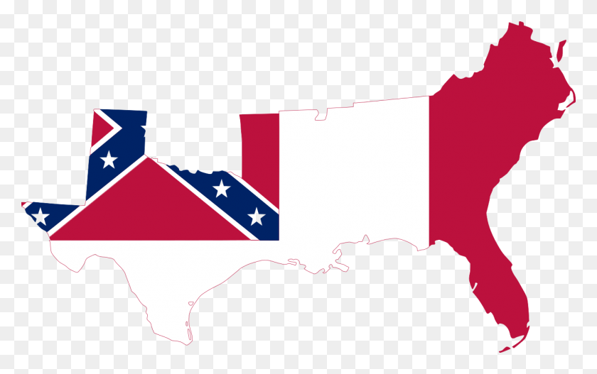 1307x784 Flag Map Of The Confederate States - Confederate Flag PNG