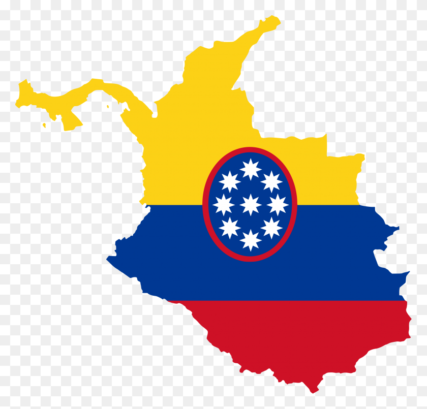 2000x1911 Mapa De La Bandera De Los Estados Unidos De Colombia - Bandera De Colombia Png