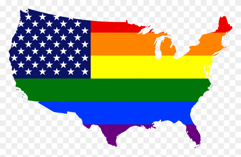 1280x802 Flag Map Of United States - Pride Flag PNG