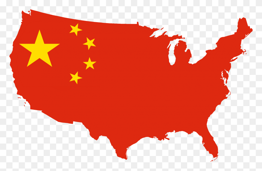 2000x1253 Flag Map Of Usa China - Usa Flag PNG