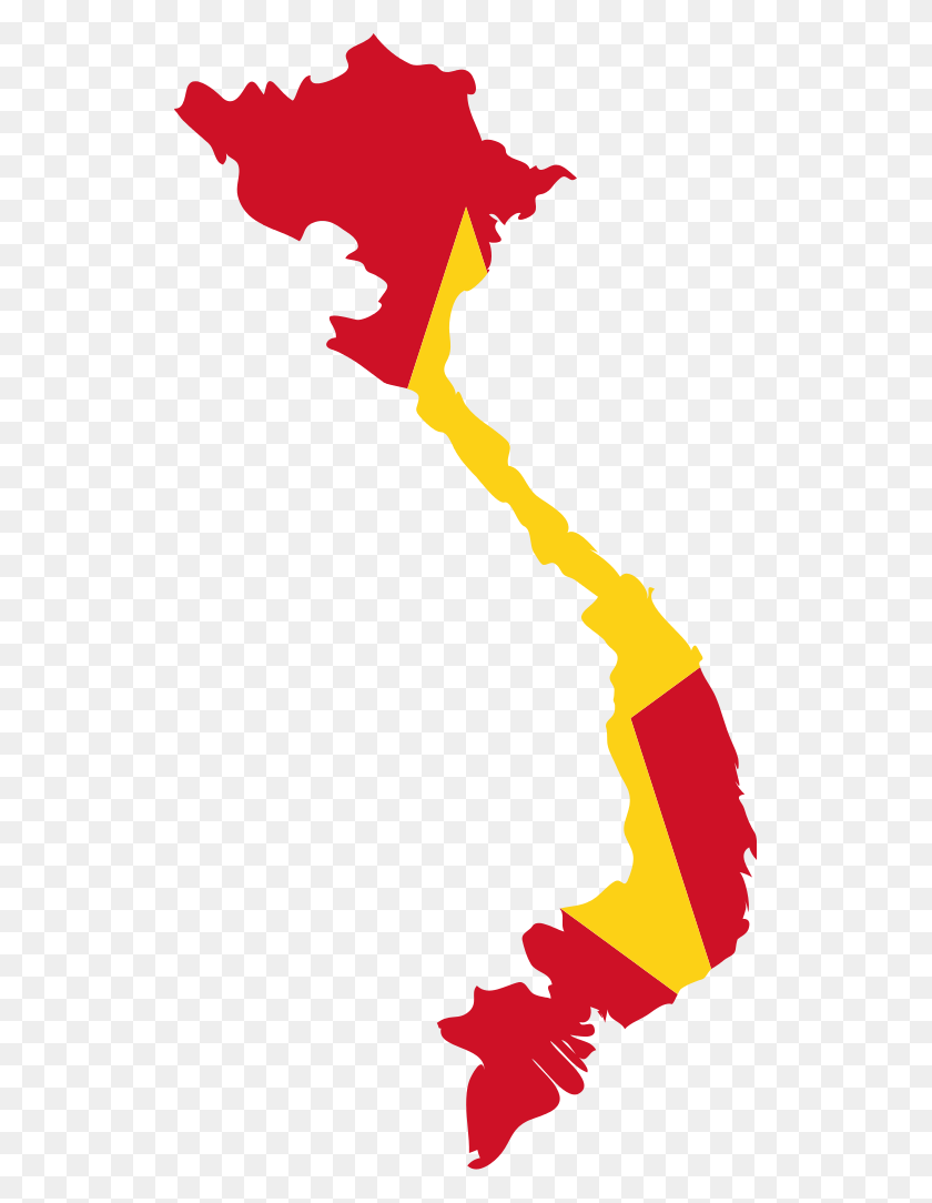 525x1024 Mapa De La Bandera De Vietnam - Bandera De Vietnam Png