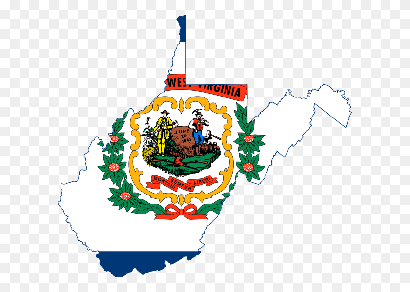 603x539 Flag Map Of West Virginia - Ohio Flag Clipart
