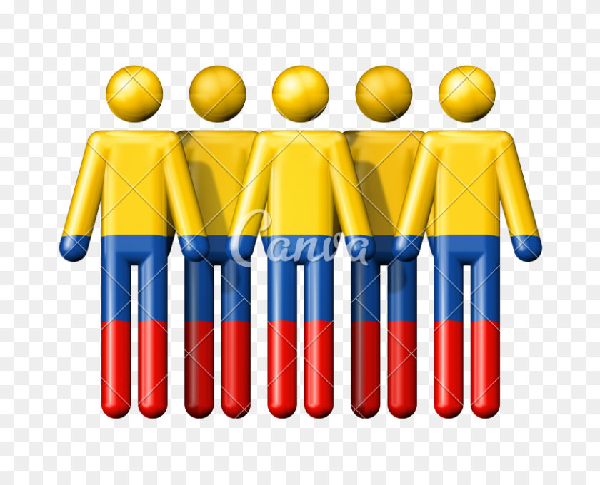 800x636 Flag Of Colombia On Stick Figure - Colombian Flag PNG
