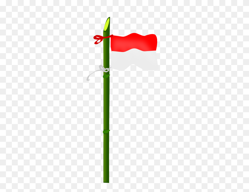 258x590 Флаг Республики Индонезия На Бамбуковом Столбе Картинки - Флагшток Клипарт