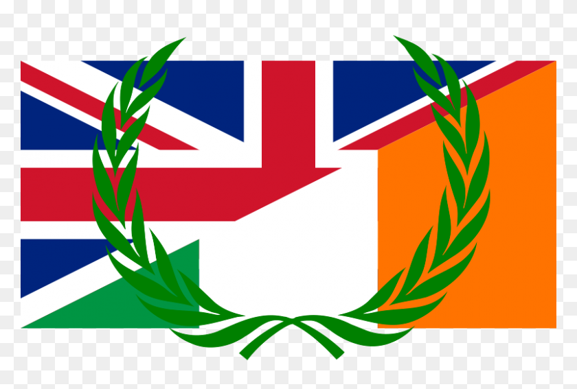 800x520 Flag Of The United Kingdom And Ireland With Laurel Wreath - Laurel Wreath PNG