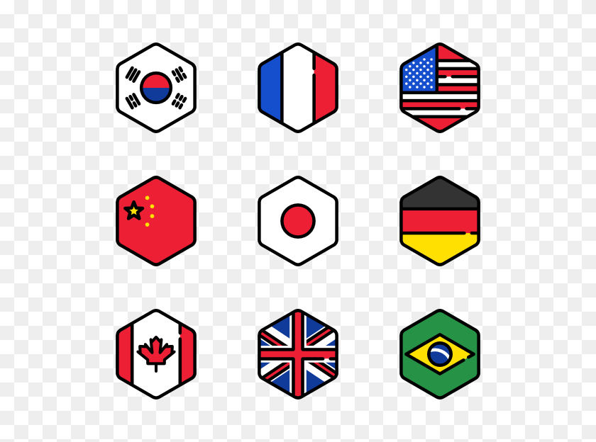 600x564 Flags Icon Family Hexagonal - World Flags PNG