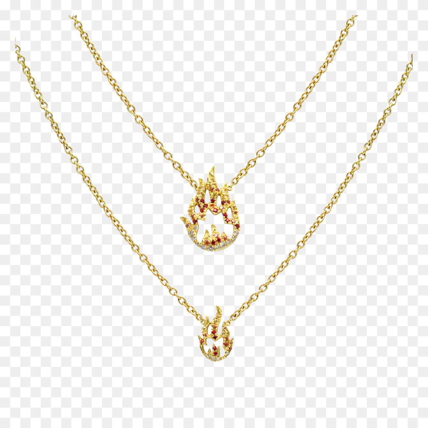3000x3000 Flame Full Sapphires And Diamonds Double Necklace - Diamond Necklace PNG