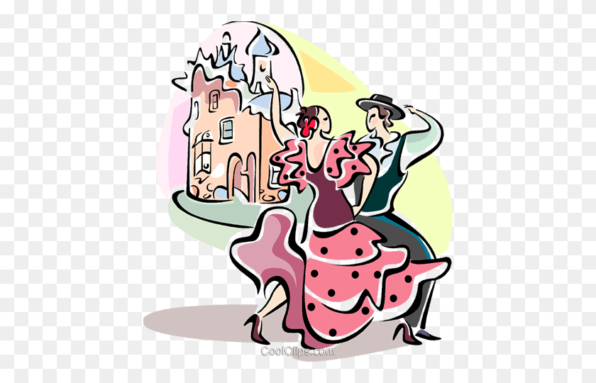 436x480 Flamenco Dancers Royalty Free Vector Clip Art Illustration - Flamenco Clipart