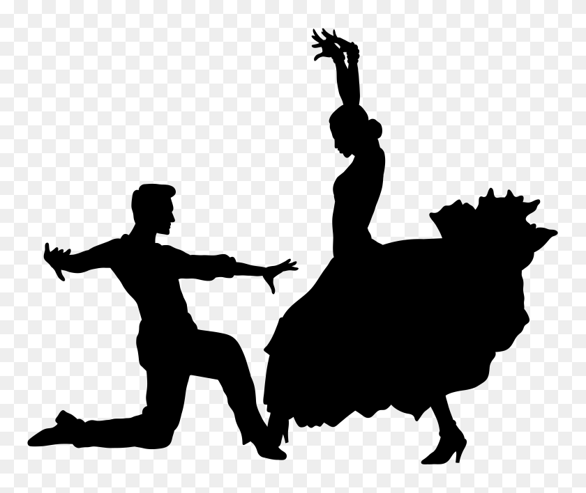 8000x6649 Flamenco Dancers Silhouette Png Transparent Clip Art Image - Performing Arts Clipart