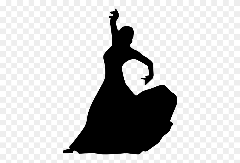 512x512 Flamenco Female Dancer Silhouette With Raised Right Arm Free - Flamenco Dancer Clipart