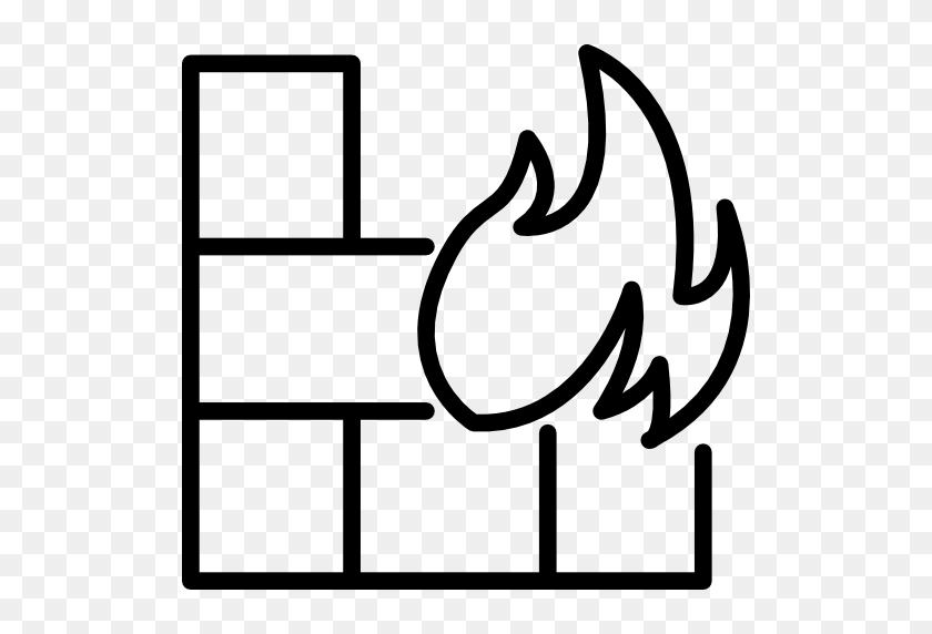 512x512 Flames, Safety, Flame, Firemen, Burning, Burn Icon - Brick Wall Clipart Black And White