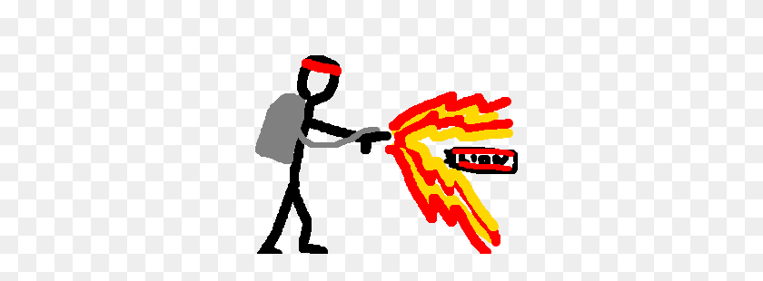 300x250 Flamethrower Man 'flaming' A Lion - Flamethrower PNG