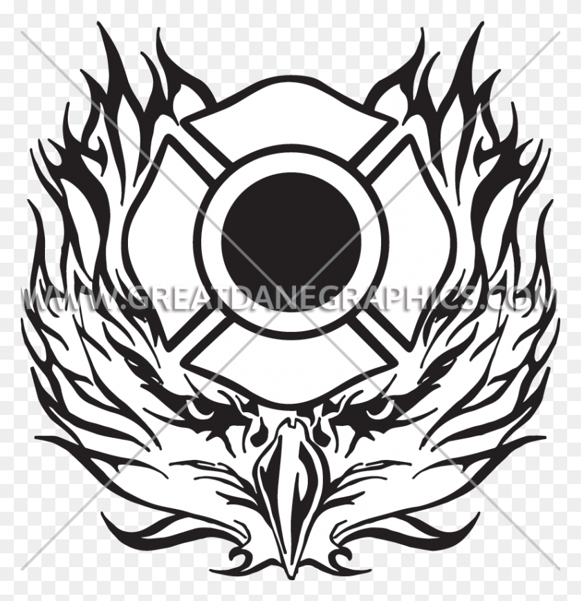 825x856 Flaming Eagle Head Production Ready Artwork For T Shirt Printing - Eagle Head Clipart Black And White
