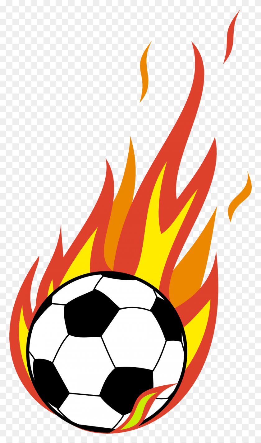 900x1571 Flaming Football Clipart - Playing Soccer Clipart