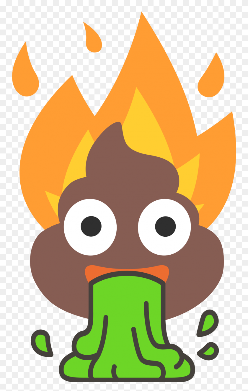 1000x1622 Flaming Poop Vomit Emoji - Poop Emoji Clipart