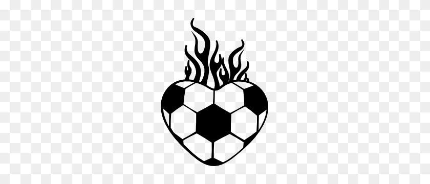 300x300 Flaming Soccer Heart Sticker - Soccer Heart Clipart