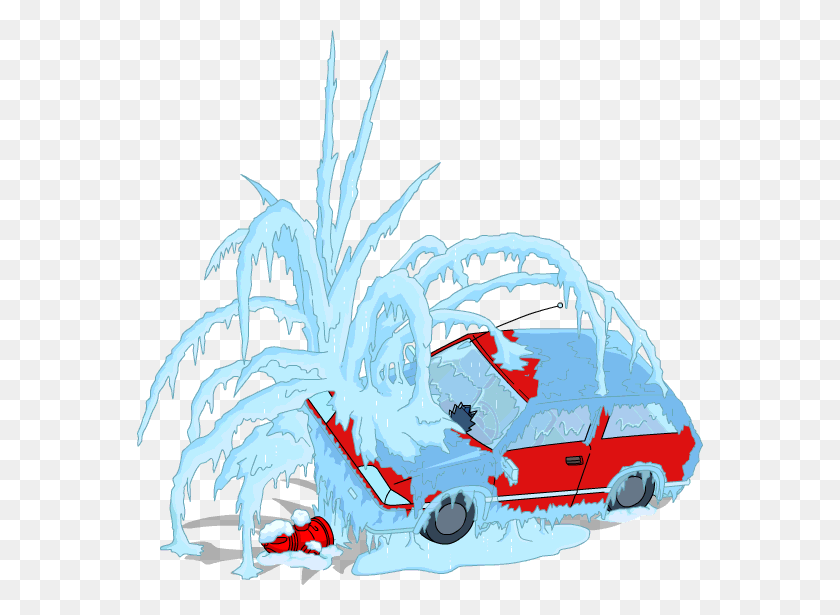 566x555 Замерзшая Машина Фландрии Симпсоны Вышли Из Строя Вики Fandom - Снежная Куча Png