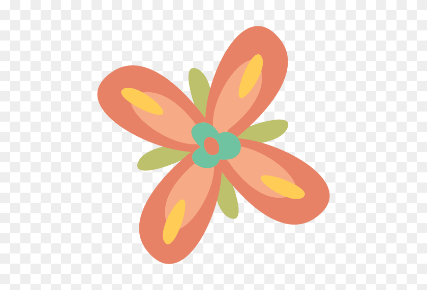512x512 Flat Colorful Flower Doodle - Flower Doodle PNG