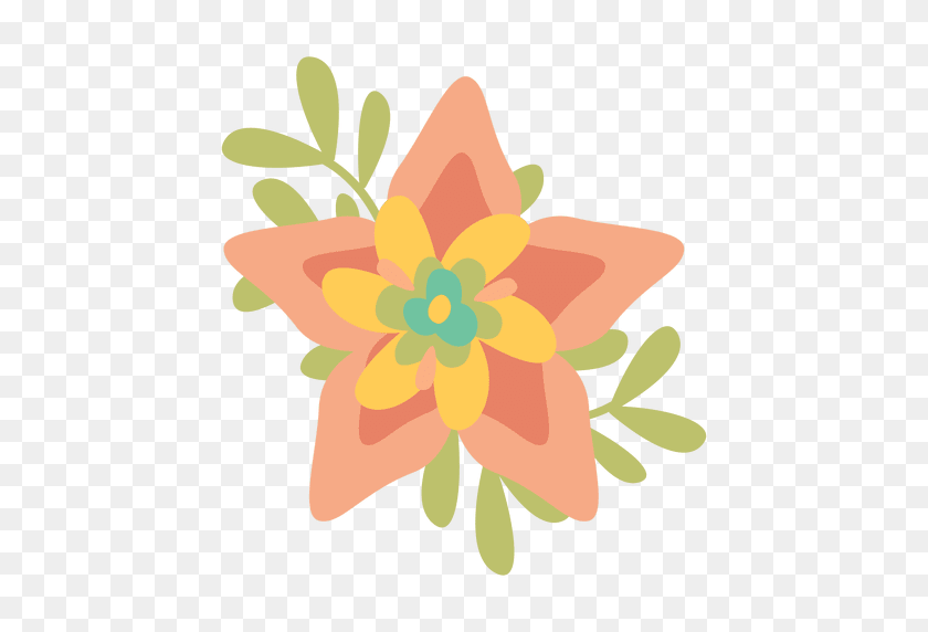 512x512 Flat Flower Doodle - Flower Doodle PNG