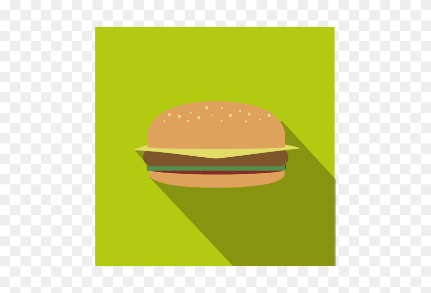 512x512 Flat Hamburger Square Icon - Hamburger PNG