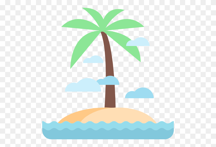 512x512 Flat Icon - Tropical Island Clipart