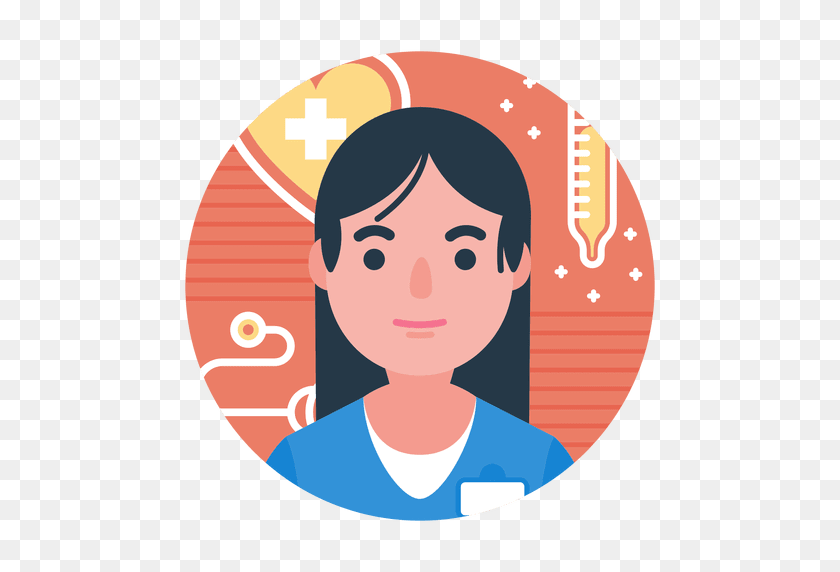 512x512 Flat Nurse Character Badge - Nurse PNG