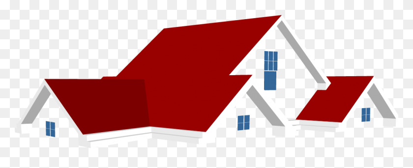 1126x408 Flat Roof House Vector - Rolling Hills Clipart