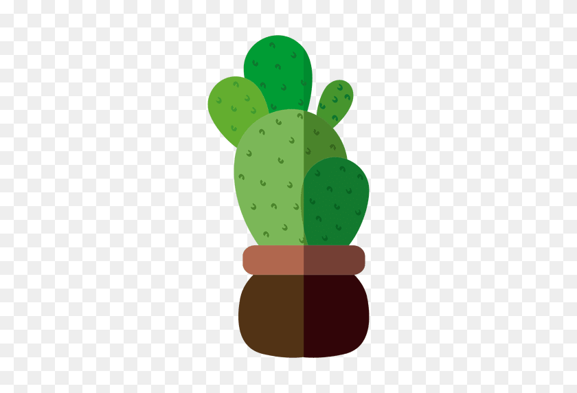 512x512 Flat Rounded Cactus Pot Illustration - Nopal PNG