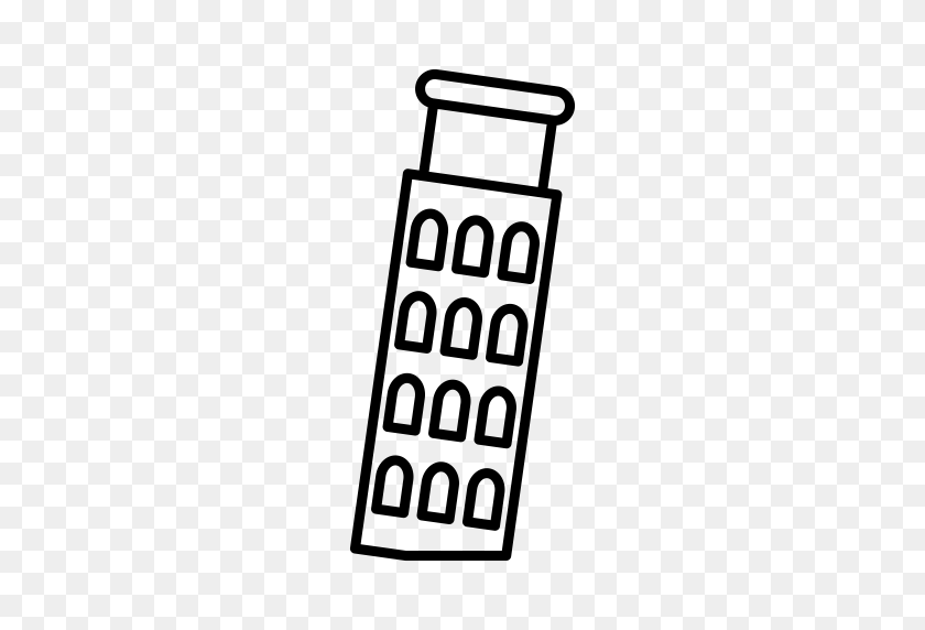 512x512 Plano, Simple, Icono De Edificio Con Formato Png Y Vector Gratis - Torre Inclinada De Pisa Clipart