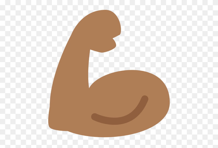 512x512 Flexed Biceps Emoji With Medium Dark Skin Tone Meaning - Muscle Emoji PNG