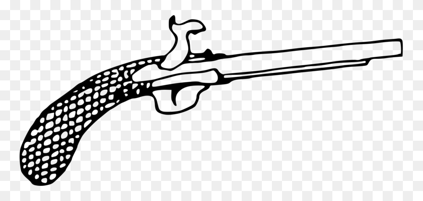 763x340 Flintlock Firearm Pistol Weapon - Crossed Guns Clipart