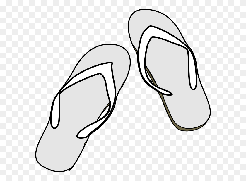 600x559 Flip Flops Clipart Black And White - Pool Clipart Black And White