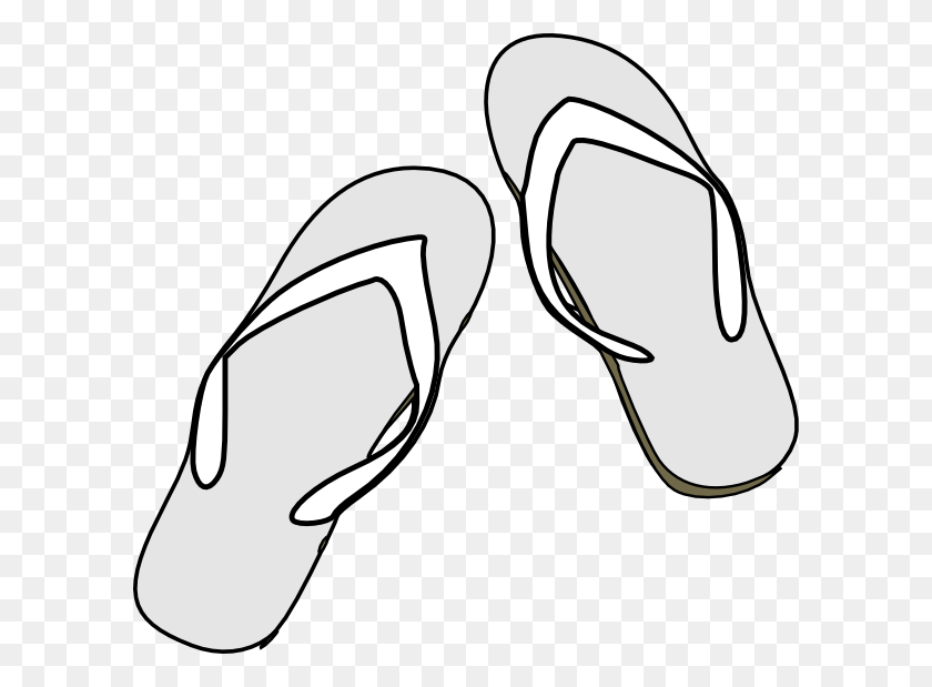 600x559 Flip Flops Clipart Blanco Y Negro - Flip Flop Clipart Free