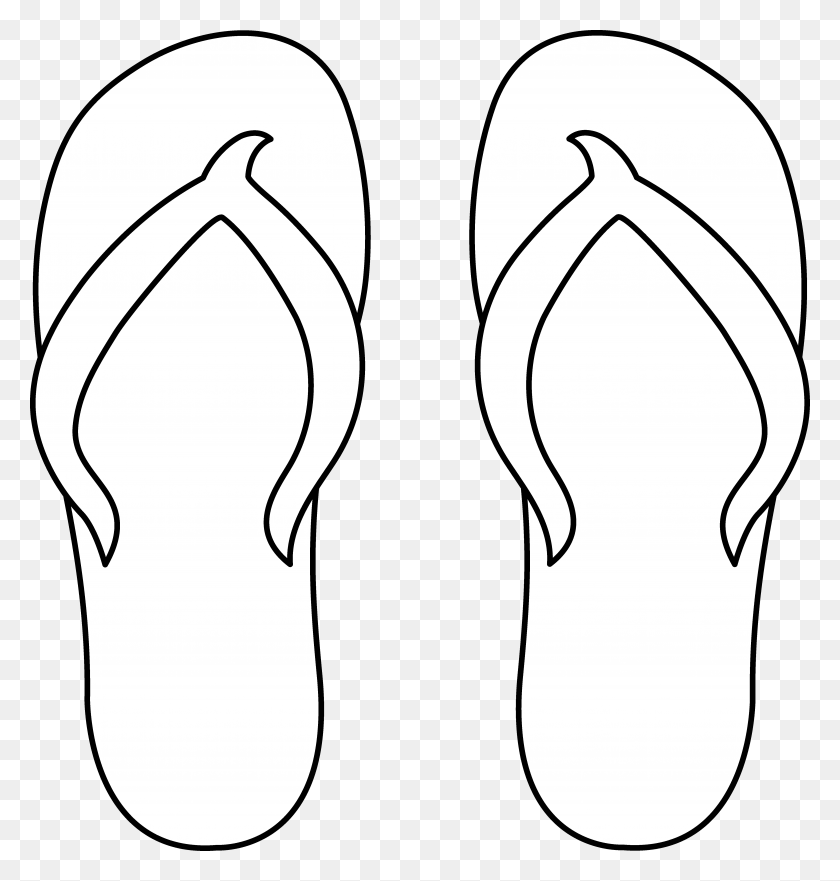 Flip Flops Line Art - Sandals Clipart