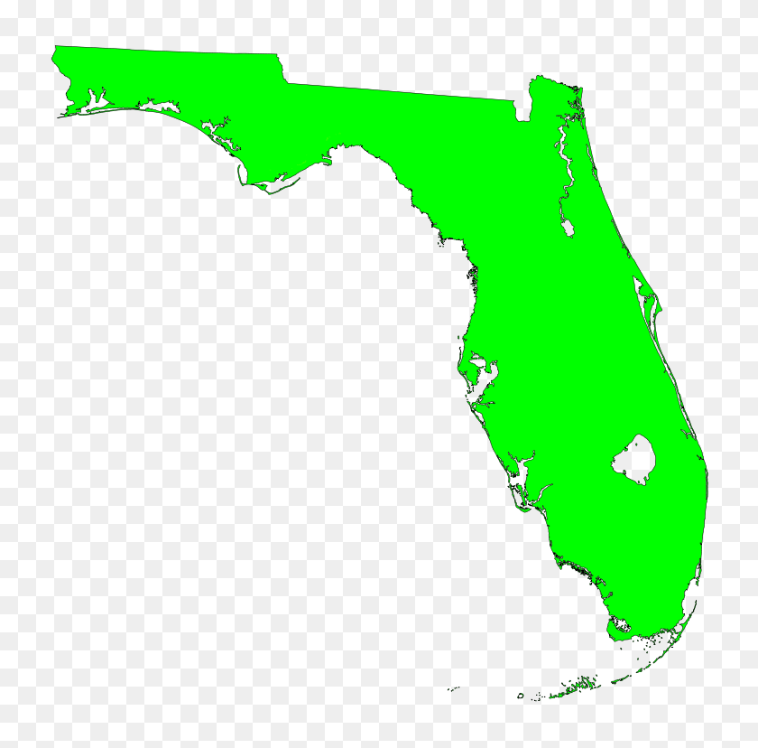 770x768 Flmap Outline Green - Florida Outline PNG