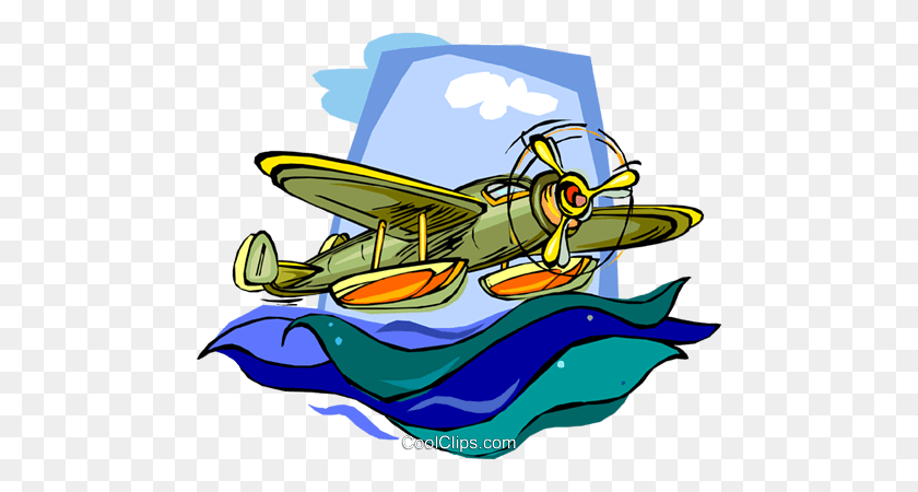 480x390 Float Plane Royalty Free Vector Clip Art Illustration - Pontoon Clipart