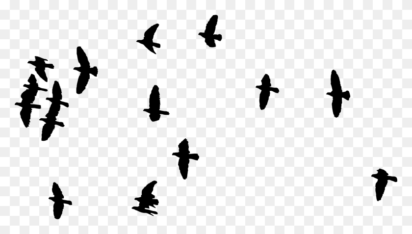2246x1202 Flock Of Birds Silhouette Icons Png - Birds Flying PNG