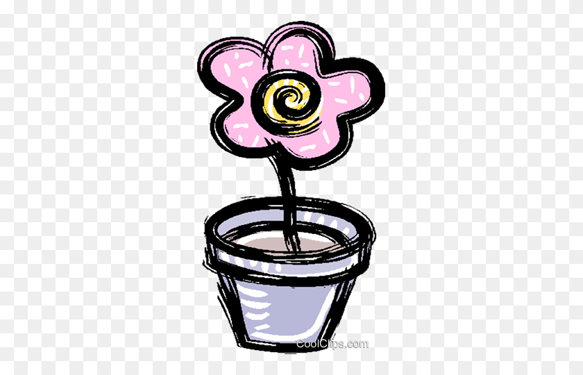 271x480 Flor Em Um Vaso De Flores Livre De Direitos Vetores Clip Art - Flores Clipart
