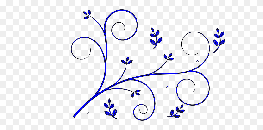 600x356 Floral Design Blue Clip Art - Flower Line Clipart